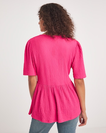 Crinkle Button Down Angel Sleeve Top