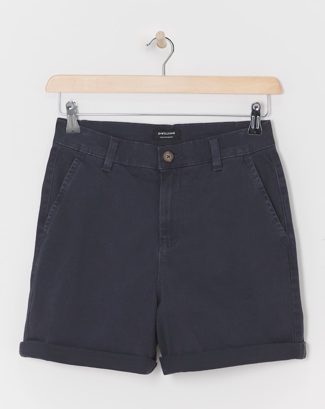 Navy Stretch Turn Up Chino Shorts