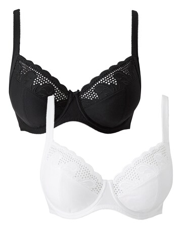 Pretty Secrets 2 Pack Elana Black/White Full Cup Bras B-F