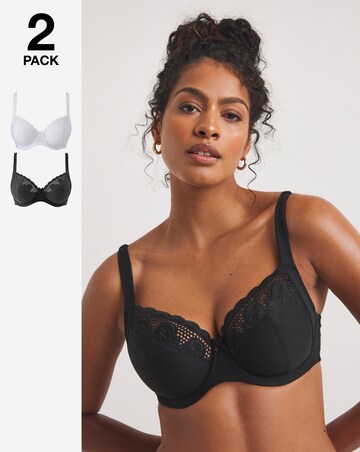 Pretty Secrets 2 Pack Elana Black/White Full Cup Bras B-F