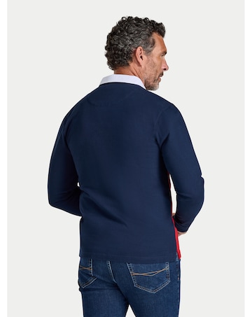 Raging Bull Long Sleeve Harlequin Stripe Rugby Navy
