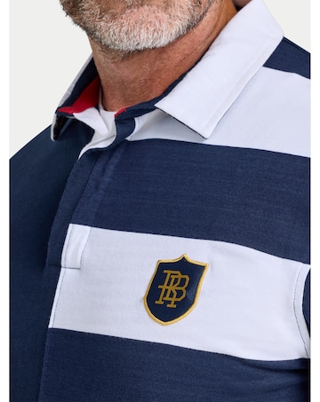Raging Bull Long Sleeve Harlequin Stripe Rugby Navy