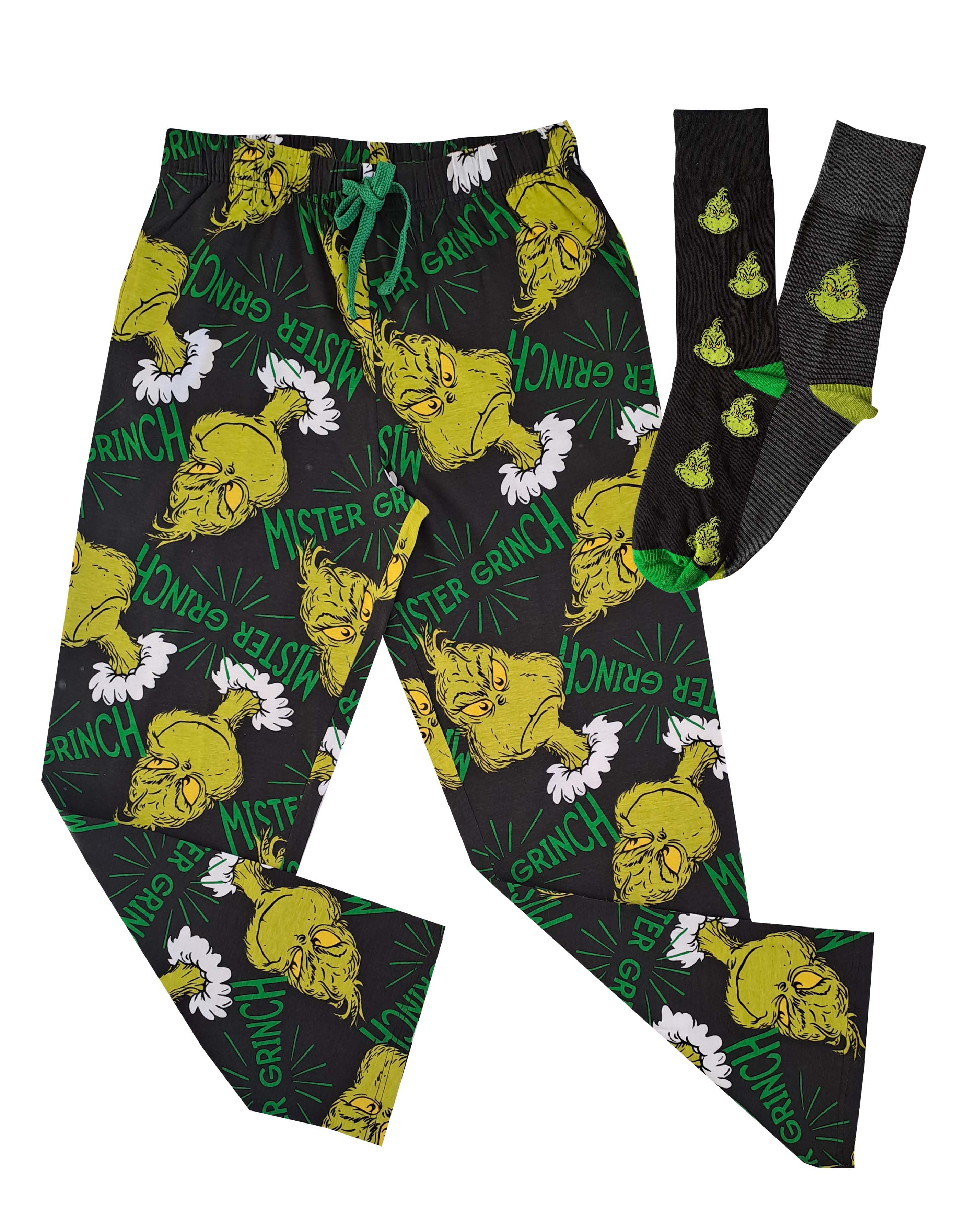 Mens Grinch Loungepant 2pk Sock