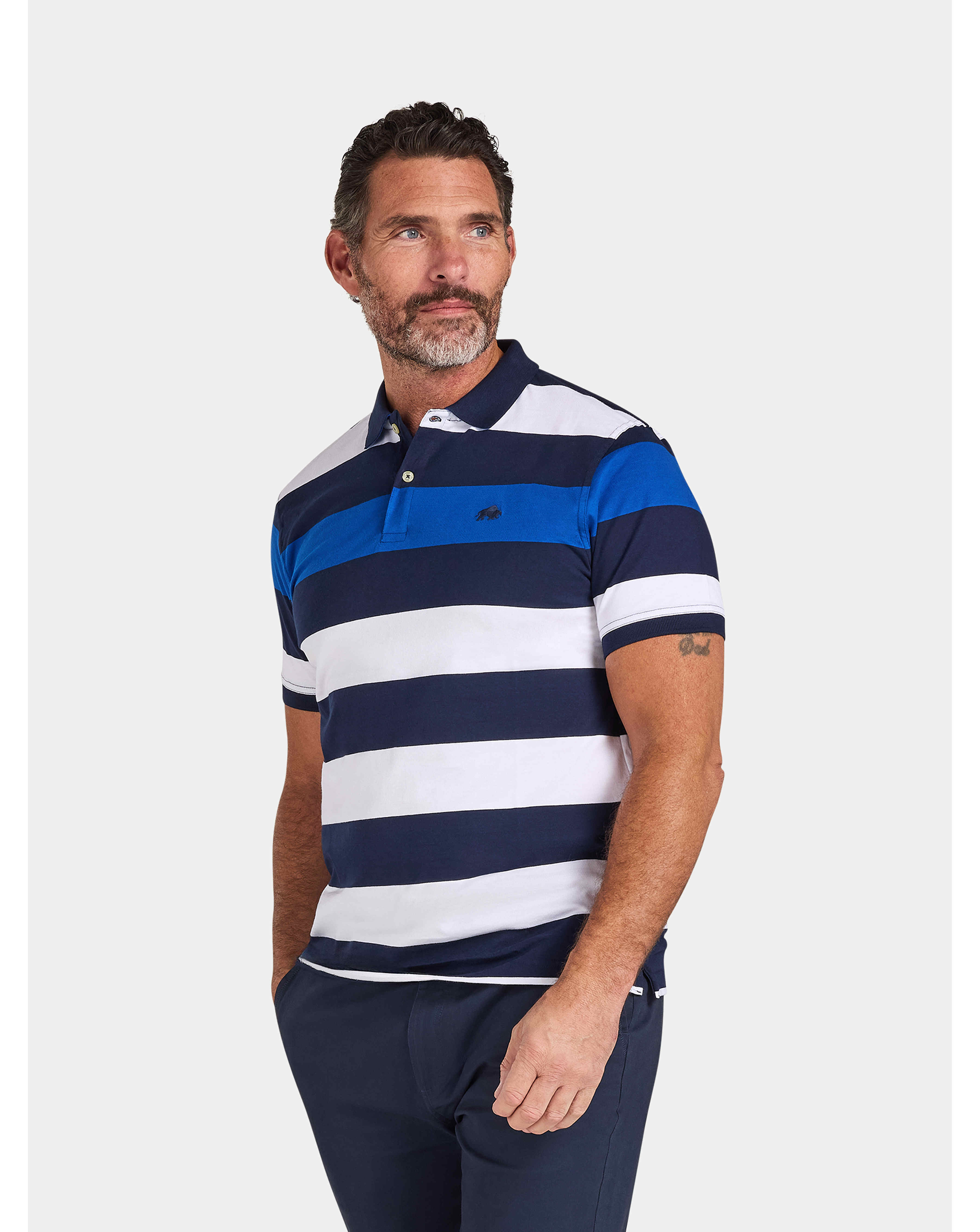 Raging Bull Classic Jersey Contrast Panel Polo Navy