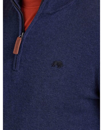 Raging Bull Classic Quarter Zip Cotton/Cashmere Knit Navy