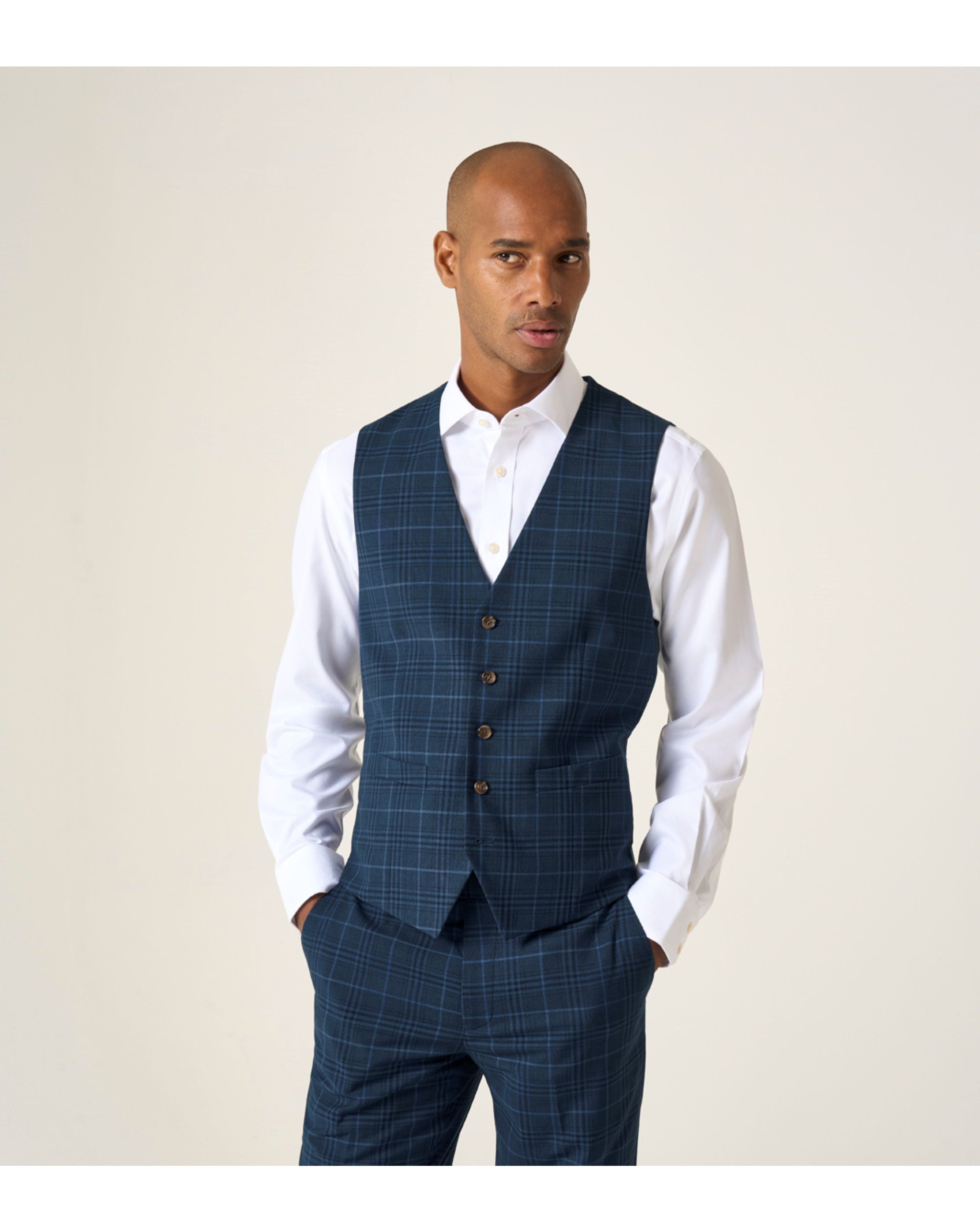 Skopes Spencer Suit Waistcoat Navy Check