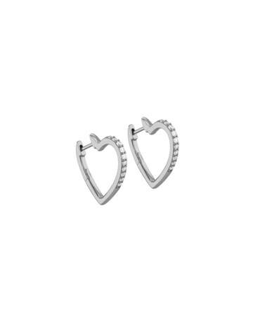 Sterling Silver Round CZ Heart Earrings