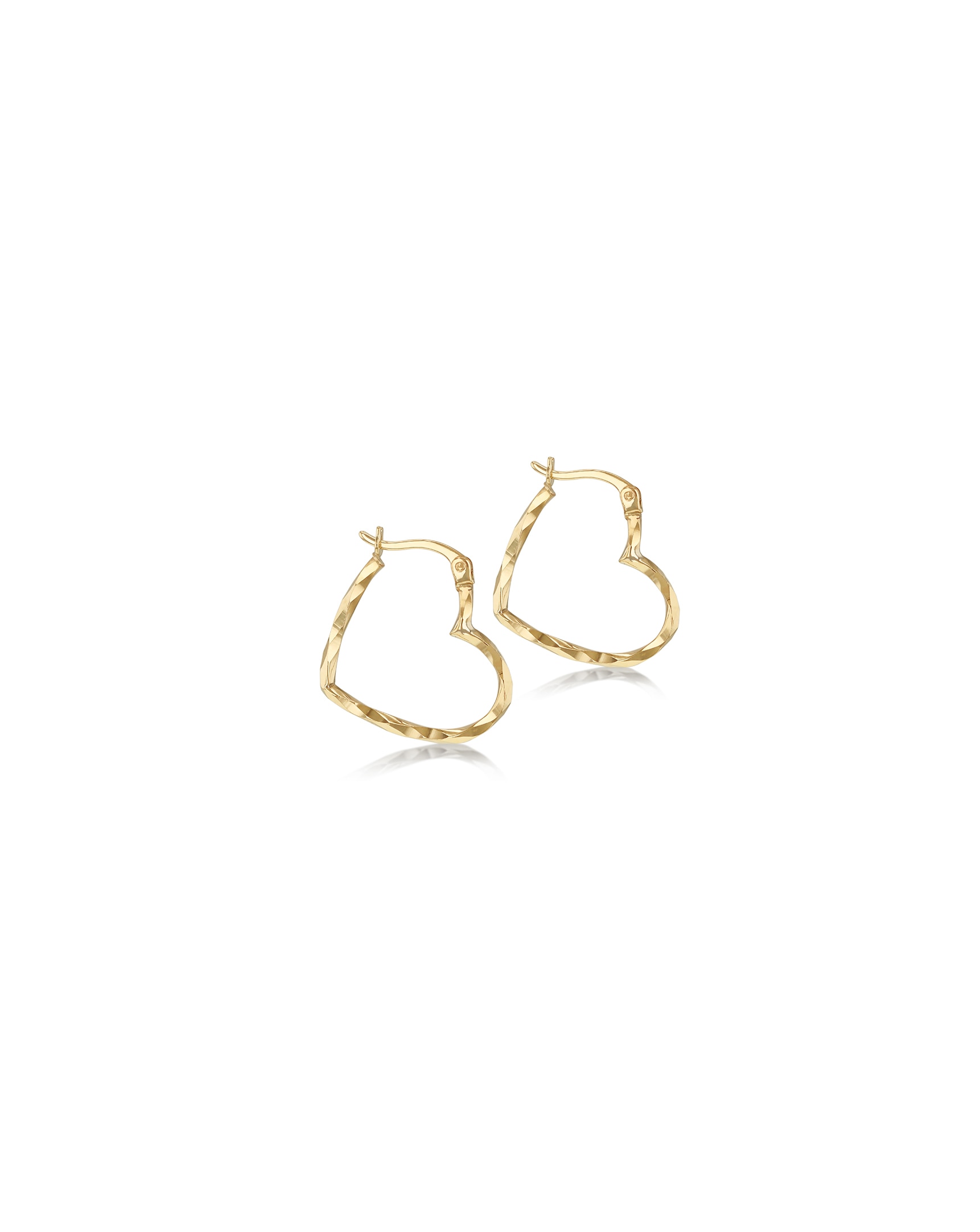 9 Carat Gold Diamond Cut Heart Earrings