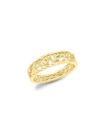 9 Carat Gold Diamond Cut Leaves Ring