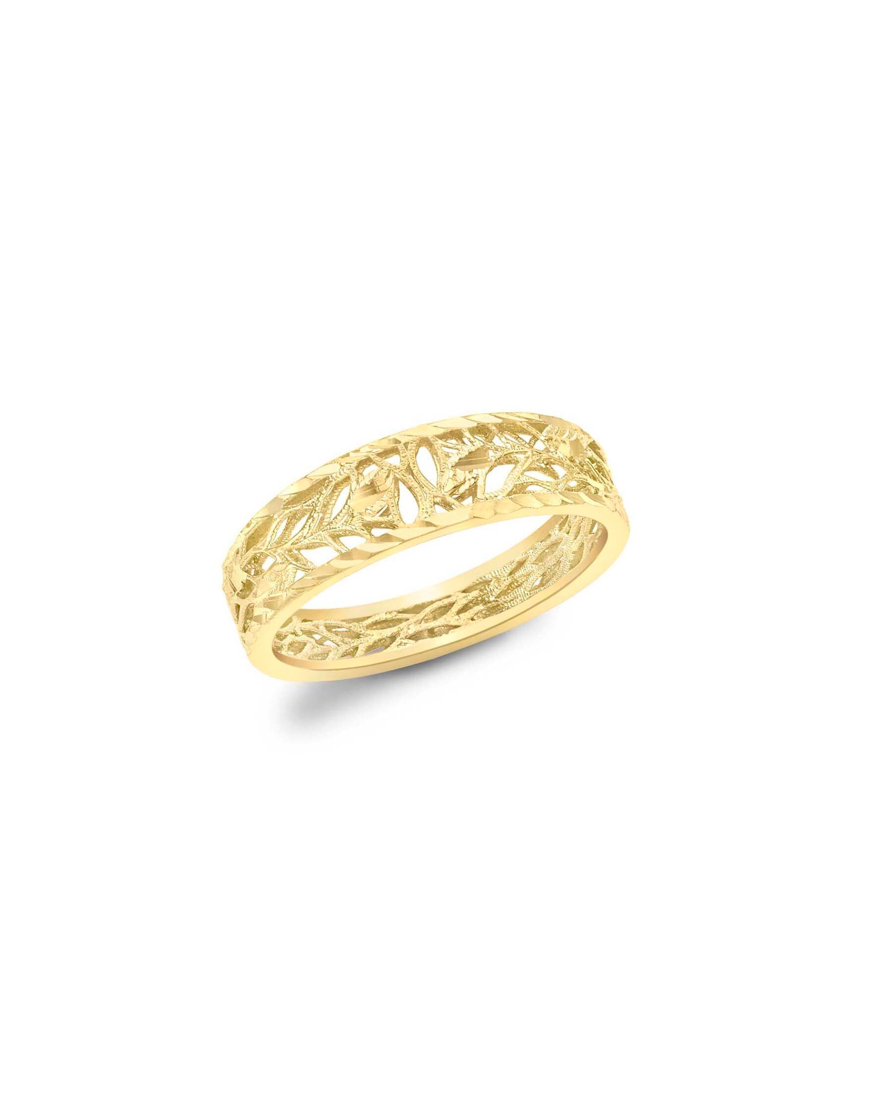 9 Carat Gold Diamond Cut Leaves Ring
