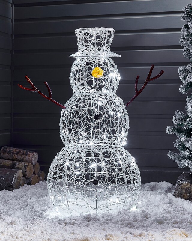 Outdoor Twinkling Snowman - 90cm - White