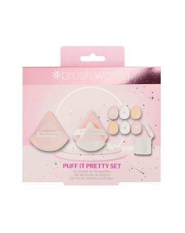 Brushworks Puff It Pretty Large Makeup Puff & Sponge Set