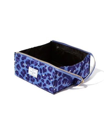 The Flat Lay Co. Open Flat Box Bag in Blue Leopard
