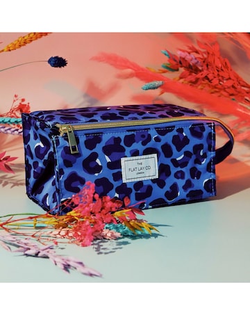 The Flat Lay Co. Open Flat Box Bag in Blue Leopard