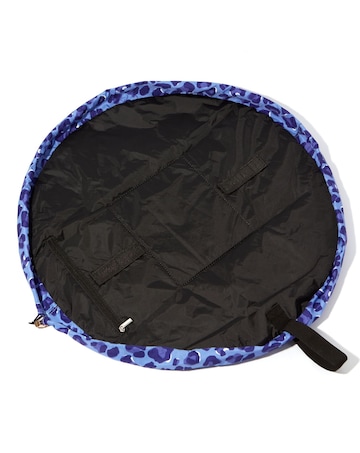 The Flat Lay Co. Drawstring Makeup Bag in Blue Leopard