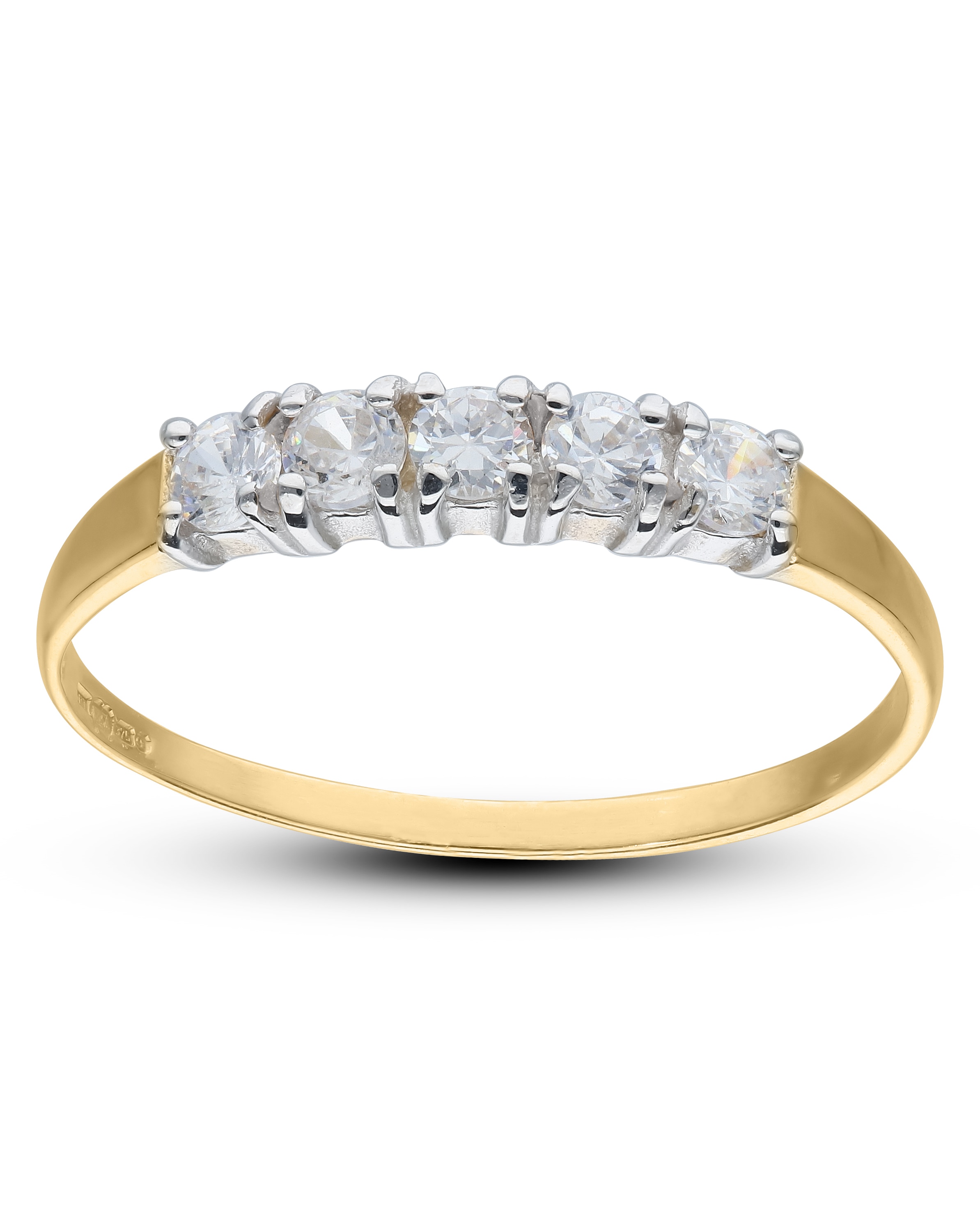 9ct Gold 5 stone CZ Ring