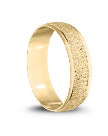 9 Carat Gold Sparkle D Shape 6mm Wedding Band