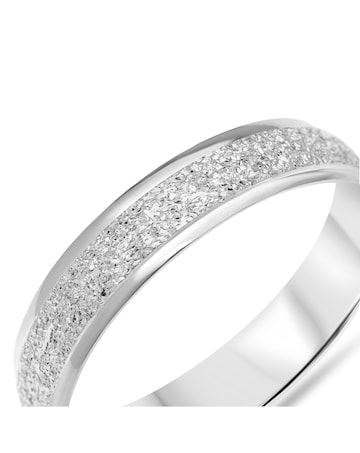 9 Carat White Gold Sparkle D Shape 4mm Wedding Band