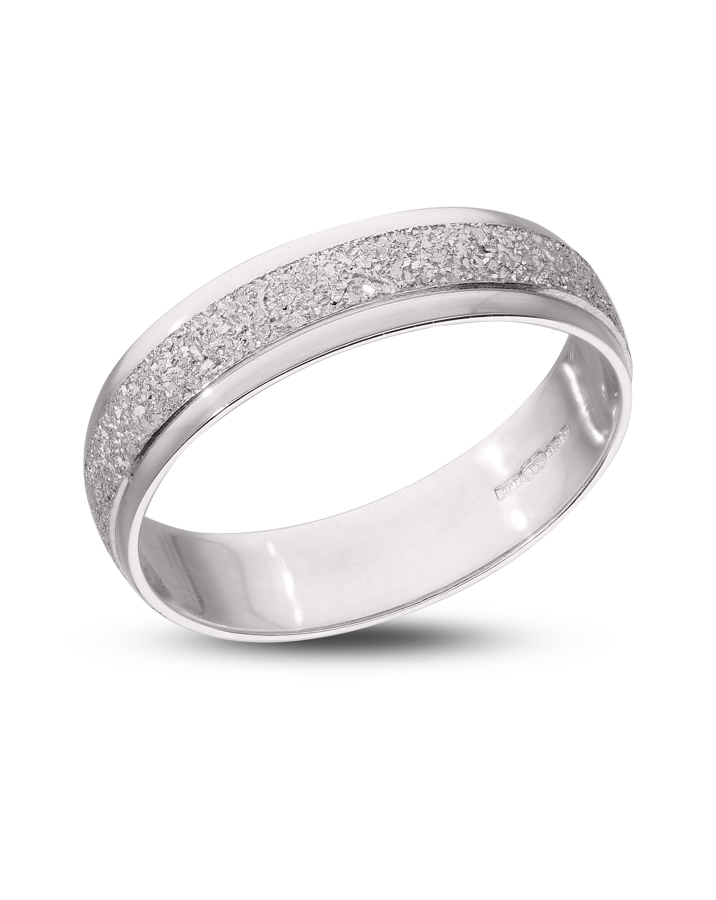 9CT White Gold Sparkle 4mm Wed Band