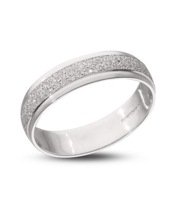 9 Carat White Gold Sparkle D Shape 4mm Wedding Band