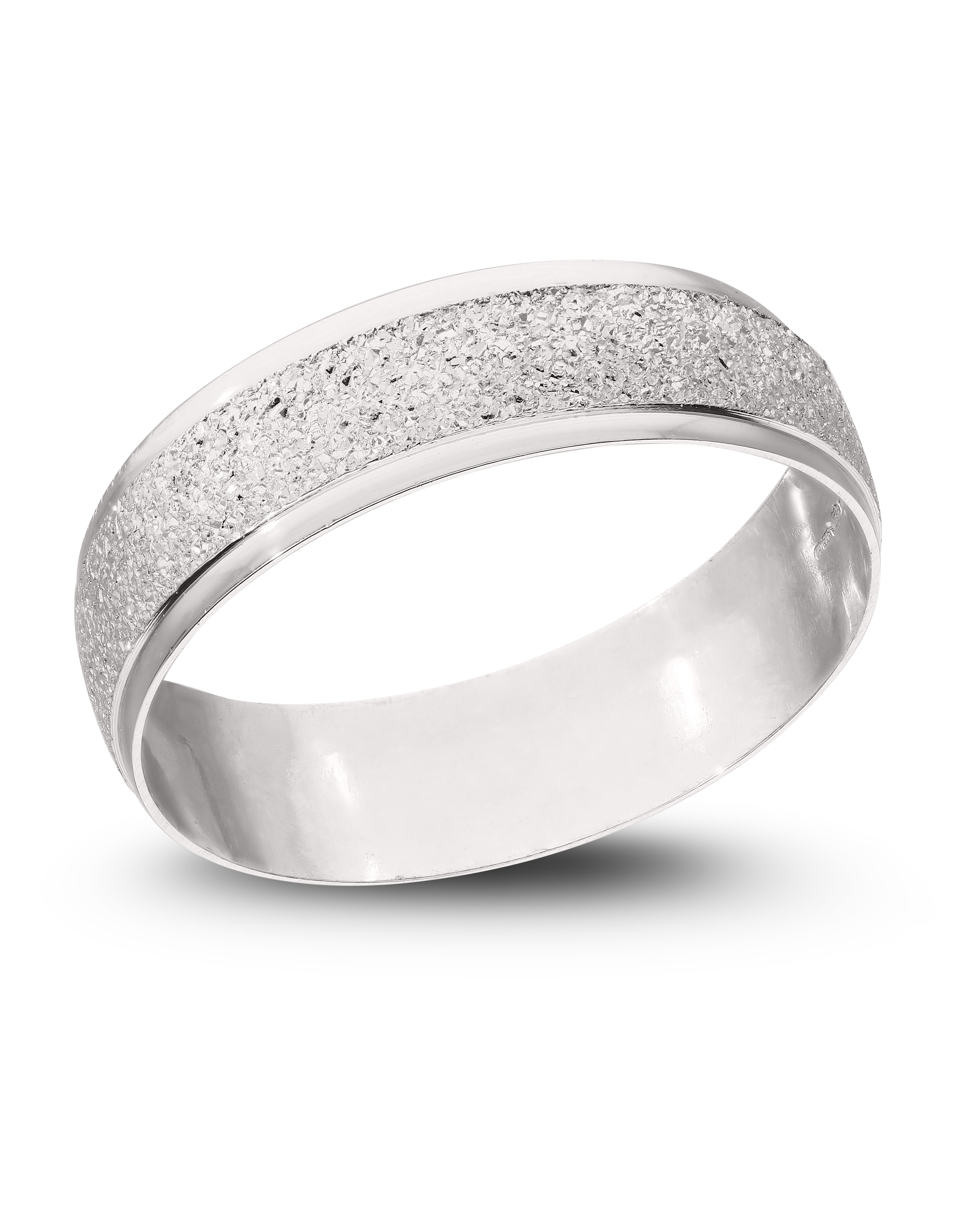 9CT White Gold Sparkle 6mm Wed Band