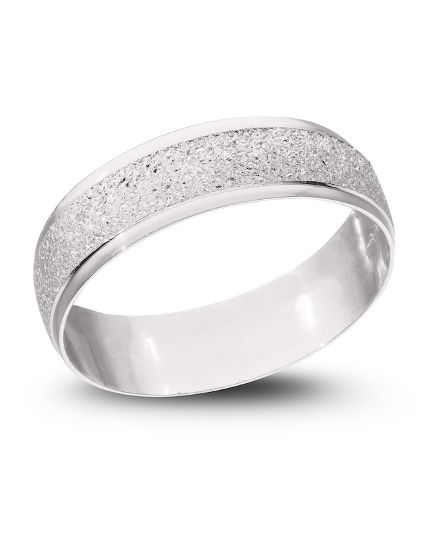 9CT White Gold Sparkle 6mm Wed Band