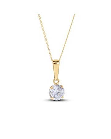 9 Carat Gold Solitaire Cubic Zirconia Pendant and Earring Set