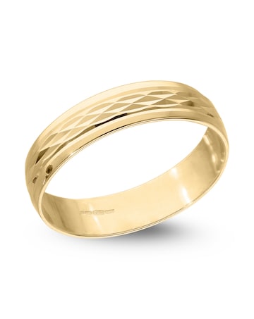 9 Carat Gold Modern Design Diamond Cut D Shape 4mm Wedding Band