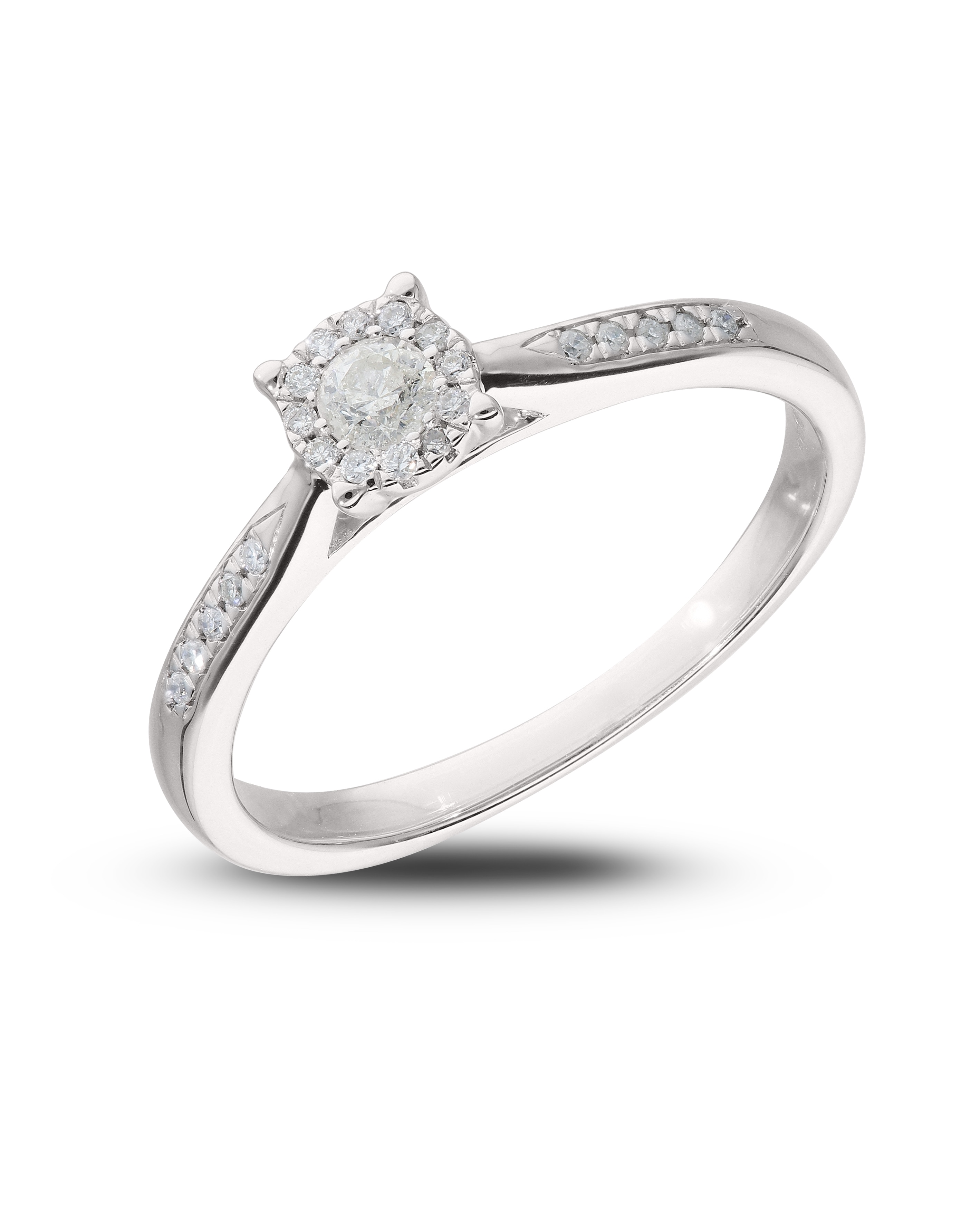9CT WG Diamond Solitaire Look Ring