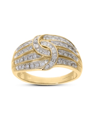 9 Carat Yellow Gold 1/2 Carat Diamond Four Row Knot Ring