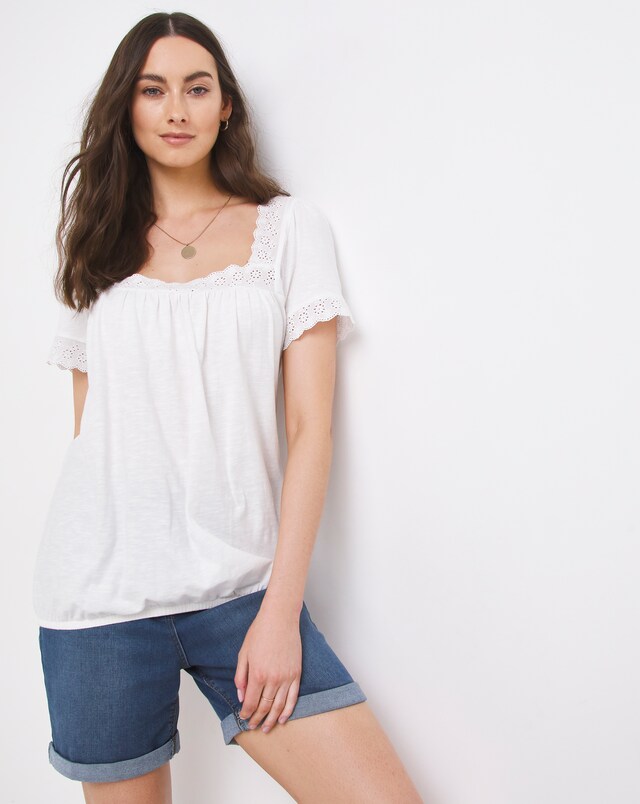 Julipa Square Neck Lace T-Shirt