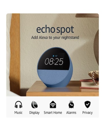 Amazon Echo Spot Smart Alarm Clock with Alexa - Blue