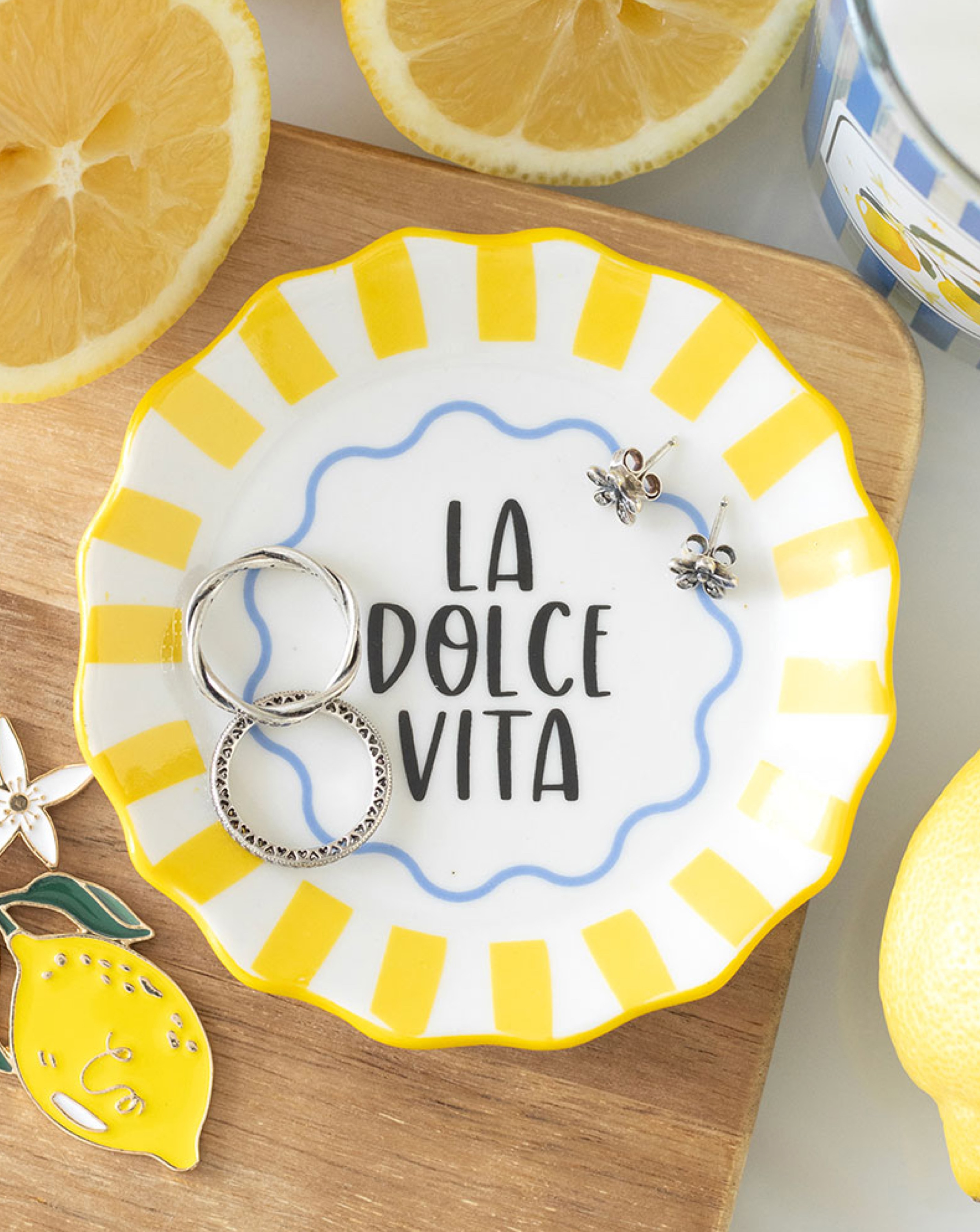 New In - Striped La Dolce Vita Ceramic Dish