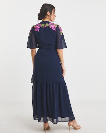 Hope & Ivy Grace Embellished V-Neck Wrap Maxi Dress