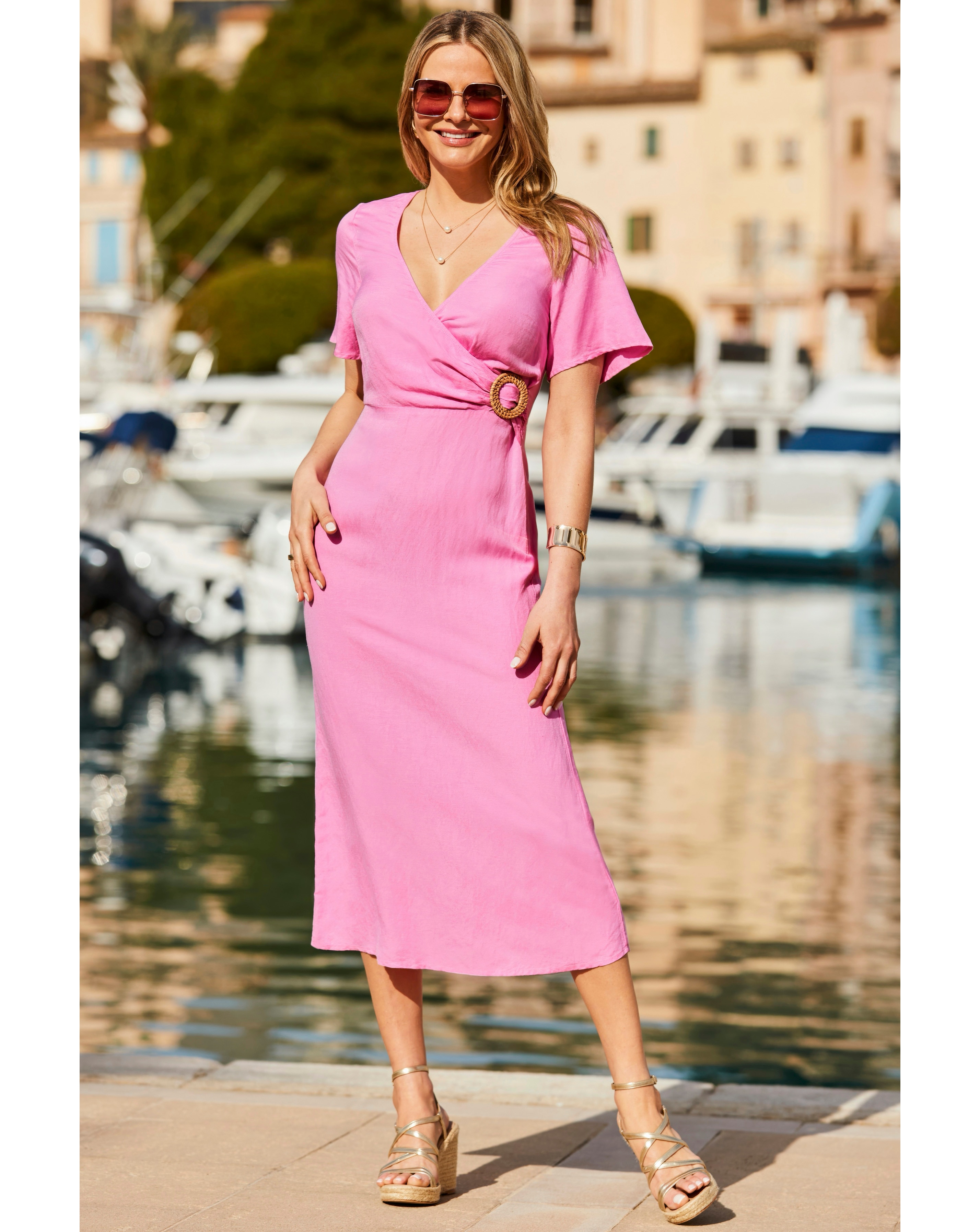 Sosandar Buckle Midi Dress