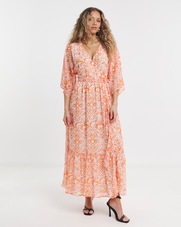 Lovedrobe Kimono Sleeve Faux Wrap Midaxi With Tie Belt