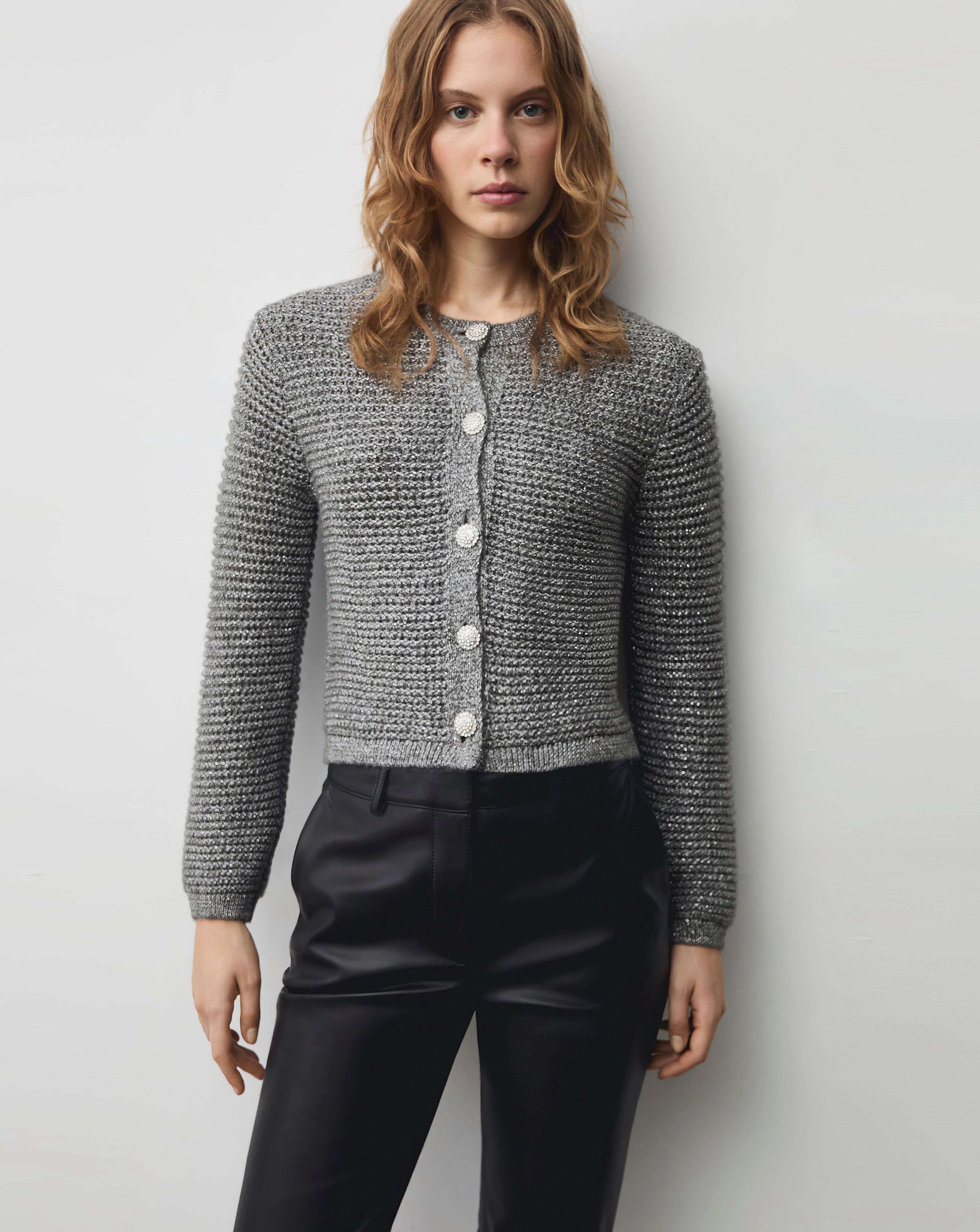 Mango Chunky Knit Jacket With Buttons