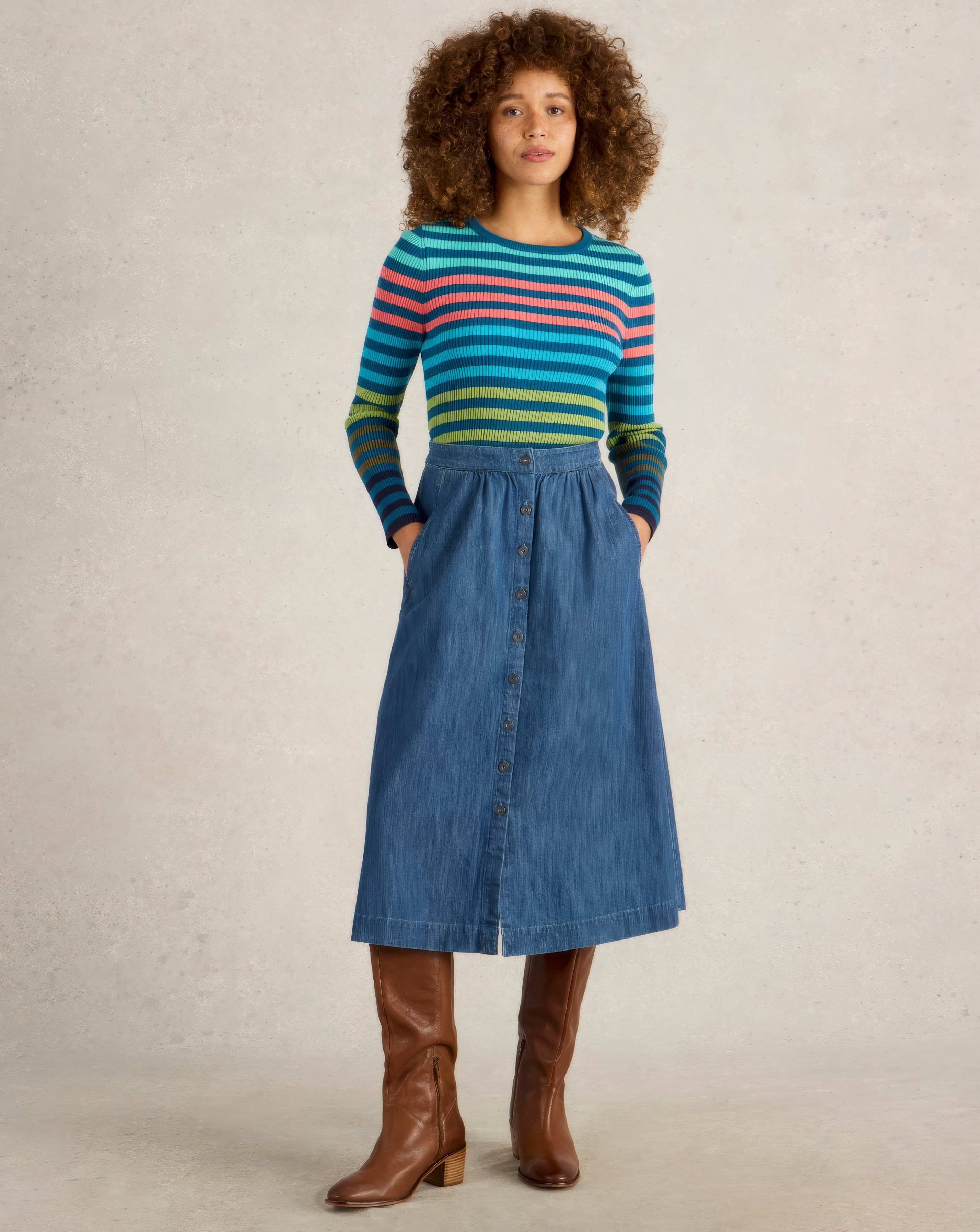 White Stuff Denim Midi Skirt