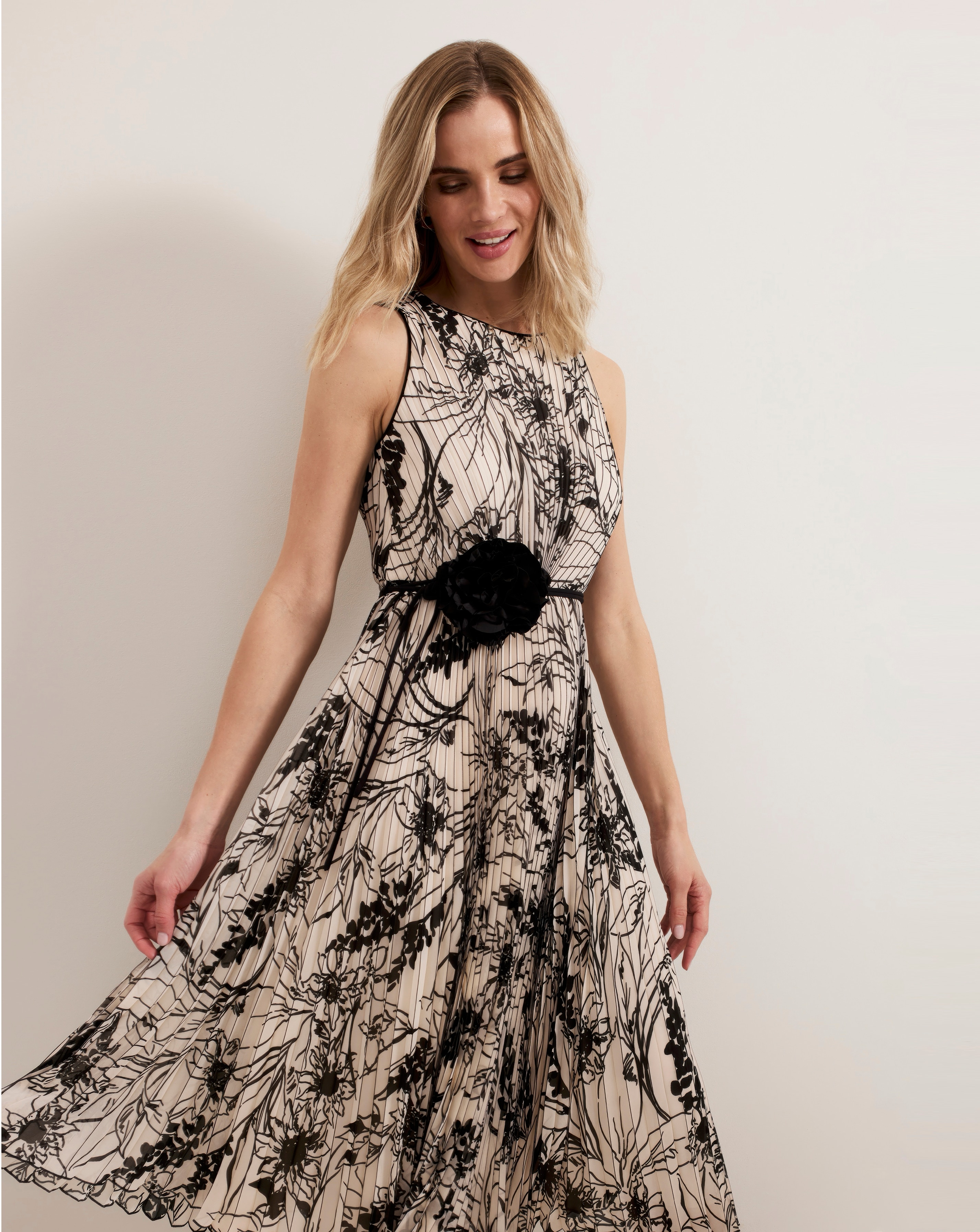 Phase Eight Printed Pleat Midi Dress