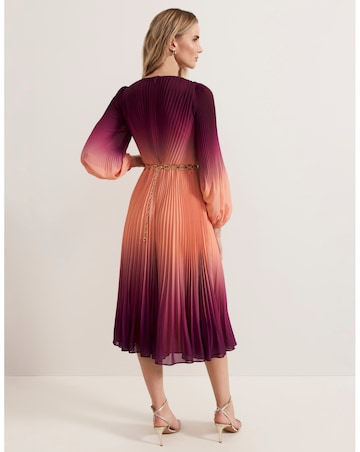 Phase Eight Mira Ombre Button Detail Pleat Dress