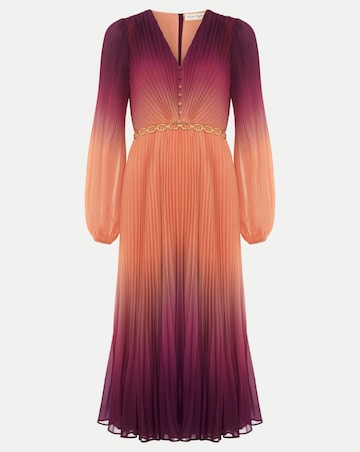 Phase Eight Mira Ombre Button Detail Pleat Dress