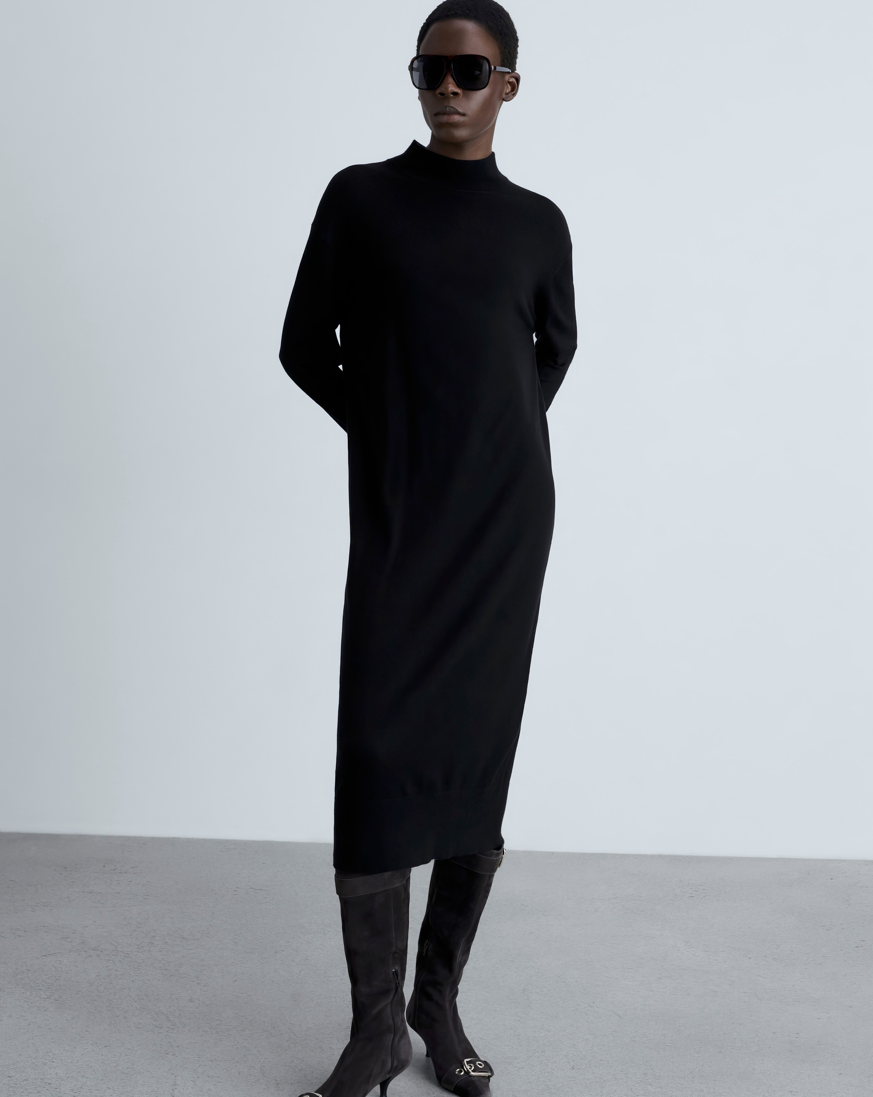 Mango Perkins-Neck Knitted Dress