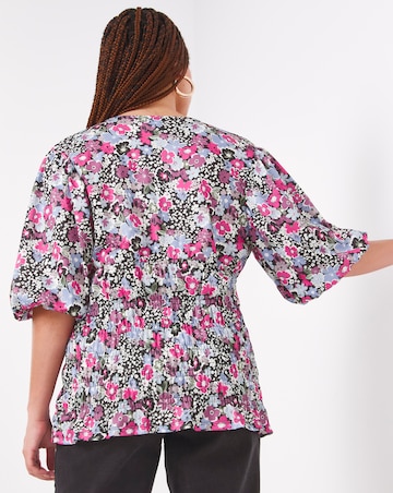 Wrap Front Shirred Top