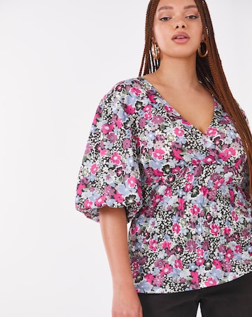 Wrap Front Shirred Top