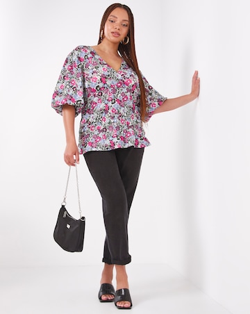 Wrap Front Shirred Top