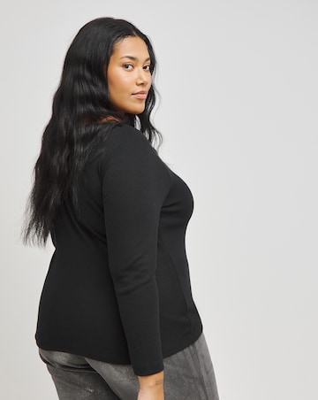 Black Twist Front Long Sleeve Top