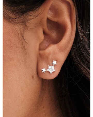 Simply Silver Sterling Silver 925 Cubic Zirconia Mini Star Climber Earring