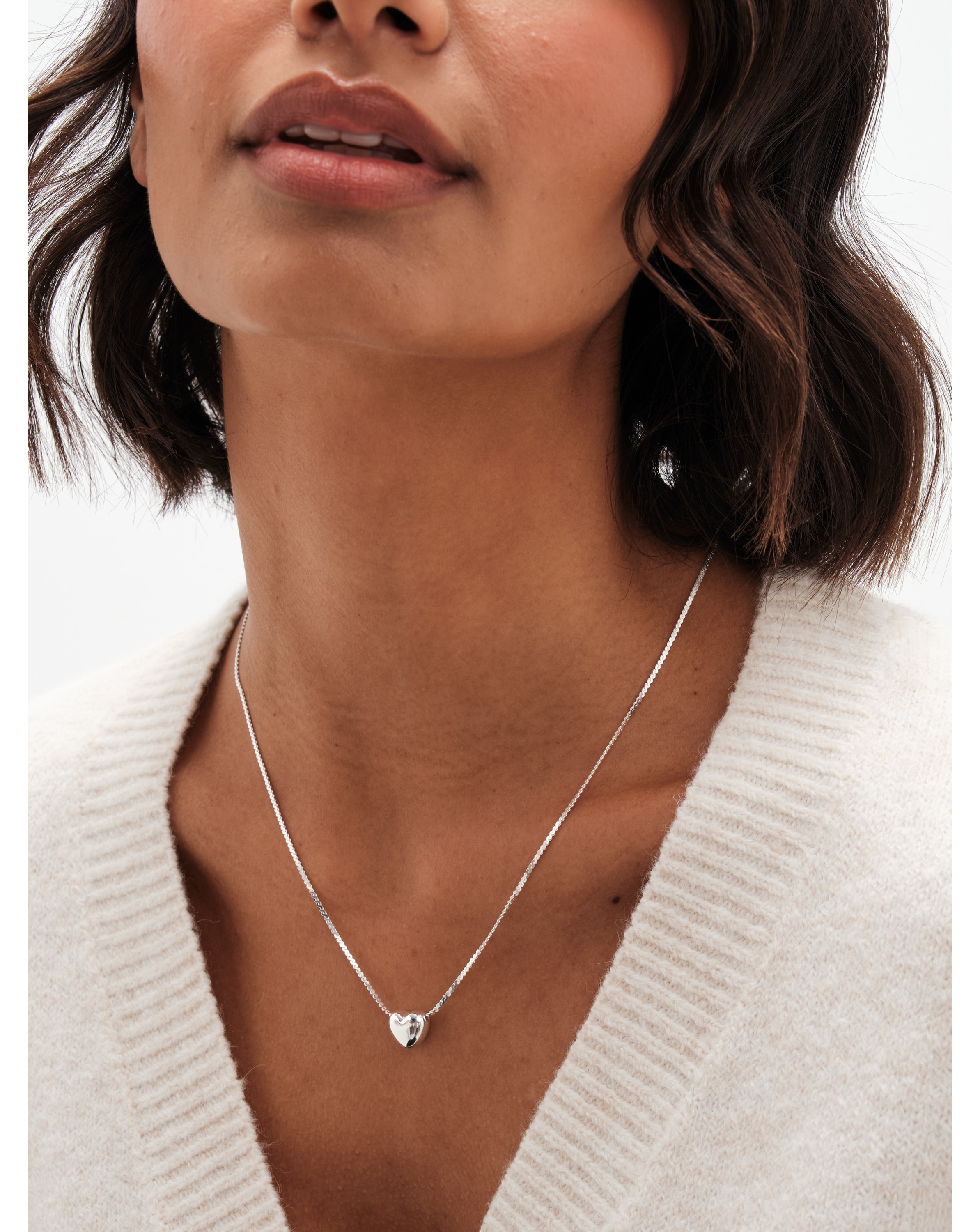 Simply Silver 925 Puff Heart Necklace