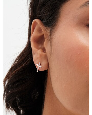 Simply Silver 925 CZ Cross Stud Earrings