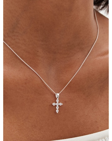 Simply Silver 925 CZ Mini Cross Pendant
